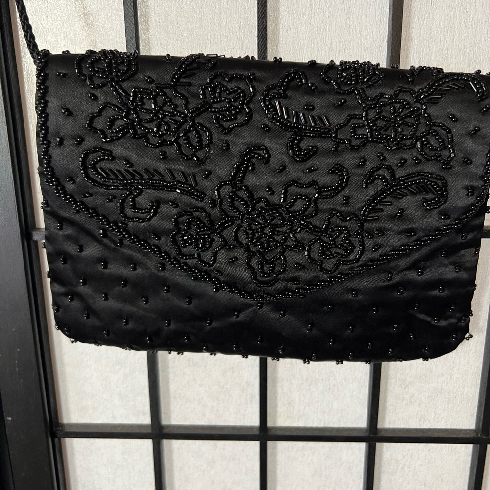 La Regale Black Beaded Purse Vintage Evening Bags  ** Rare Find**